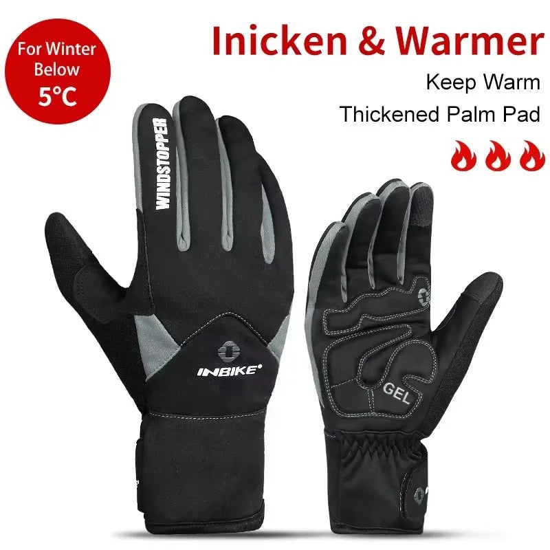 Touch Screen Cycling Gloves Winter Thermal Warm Windproof Full Finger Waterproof Bicycle Road Bike Gloves for Men Women