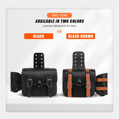 Universal Motorcycle Saddlebags Throw over Saddle Bags PU Leather Side Luggage Bags with Cup Holder for Sportster Softail Dyna