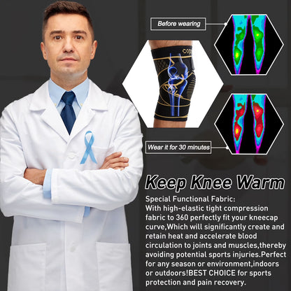 Adjustable Copper Knee Braces, Black, Size 5XL