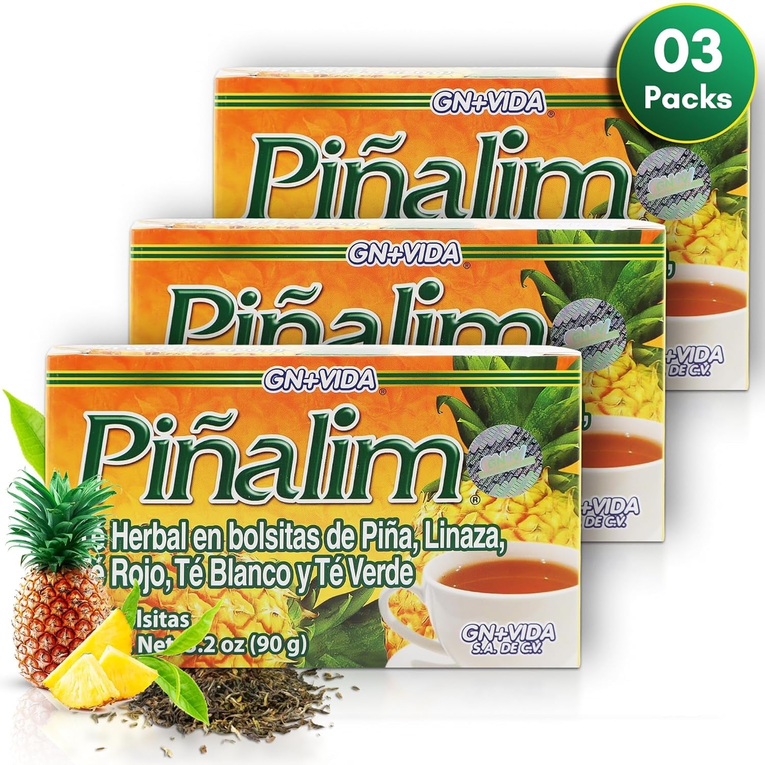 3 Boxes Te Pinalim Tea Gn+Vida Tea Diet 90 Day Supply