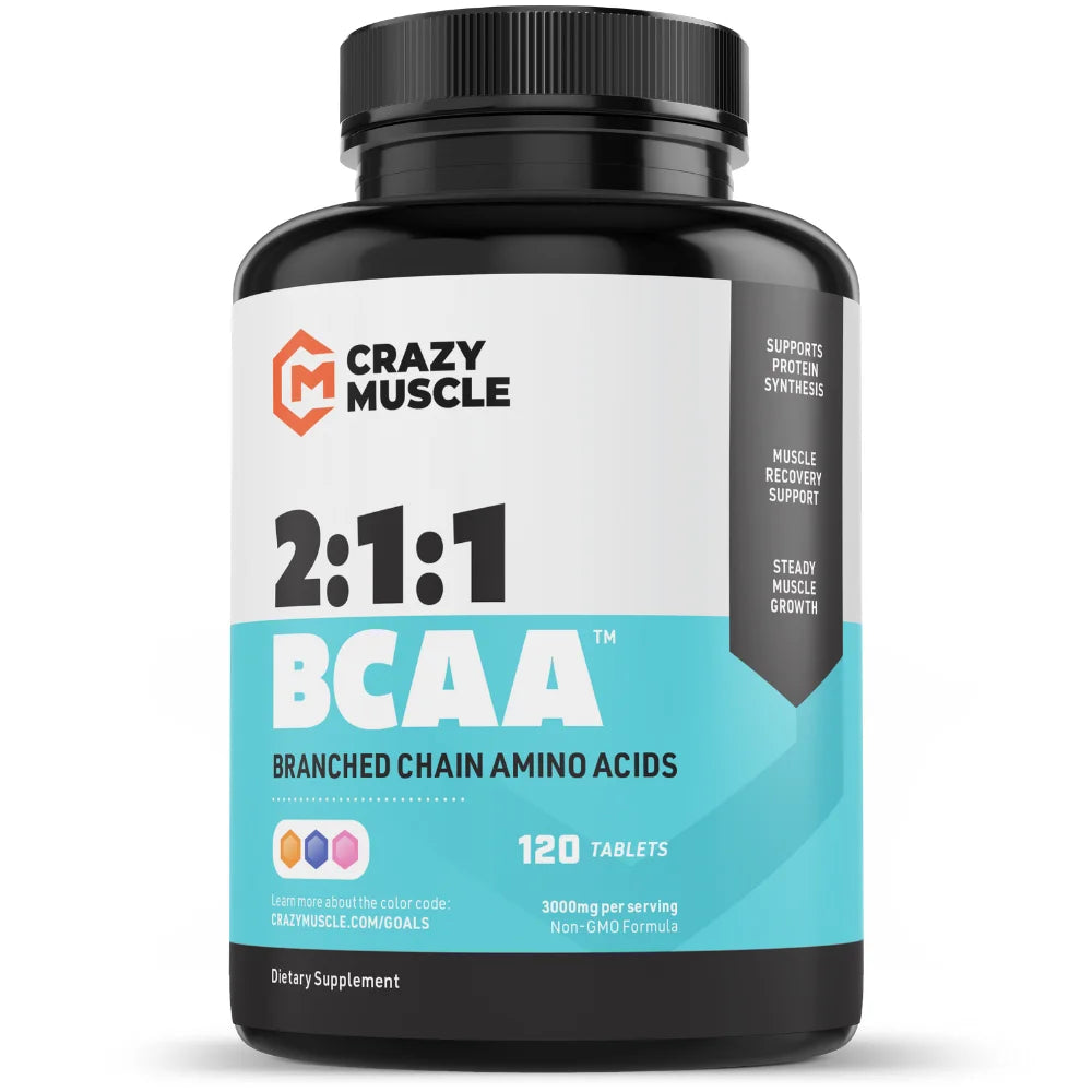 BCAA Pills by : Post-Workout Muscle Recovery + Build Muscle - 120 Tablets