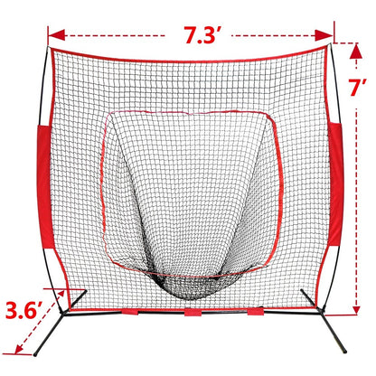7X7Ft Baseball Softball Practice Batting Training Net W/Carry Bag Strike Zone