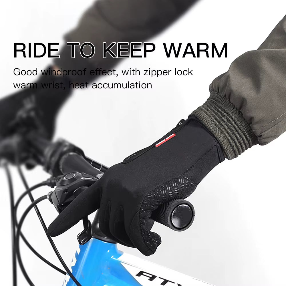 Winter Gloves for Men Women Touchscreen Windproof Thermal Warm Cycling Glove with Zipper Non-Slip Outdoor Driving Sport Gloves