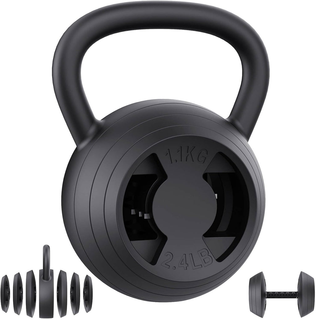 2-In-1 Adjustable Kettlebell for Home Gym Strength Training | 15-45 LB Kettlebells Weight Set, 4.8-30 LB Dumbbell Weights, with Wide Grip, for Men/Women Full Body Exercise