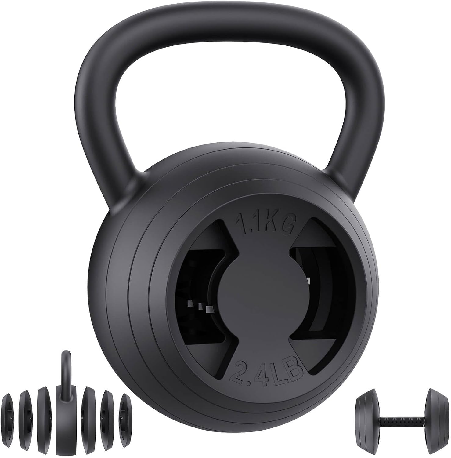 2-In-1 Adjustable Kettlebell for Home Gym Strength Training | 15-45 LB Kettlebells Weight Set, 4.8-30 LB Dumbbell Weights, with Wide Grip, for Men/Women Full Body Exercise