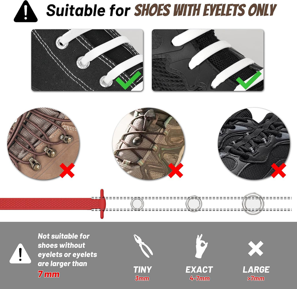 No Tie Shoelaces for Kids and Adults Stretch Silicone Elastic No Tie Shoe Laces