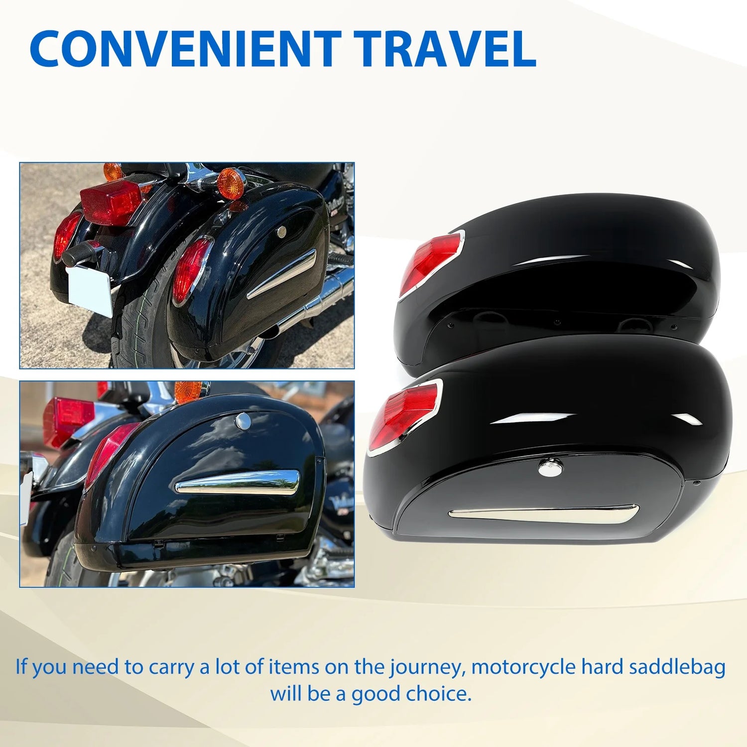 Universal Motorcycle Saddle Bags W/ Lights &amp; Locks Fit Motorcycle Crusier Honda Yamaha Harley Suzuki Kawasaki