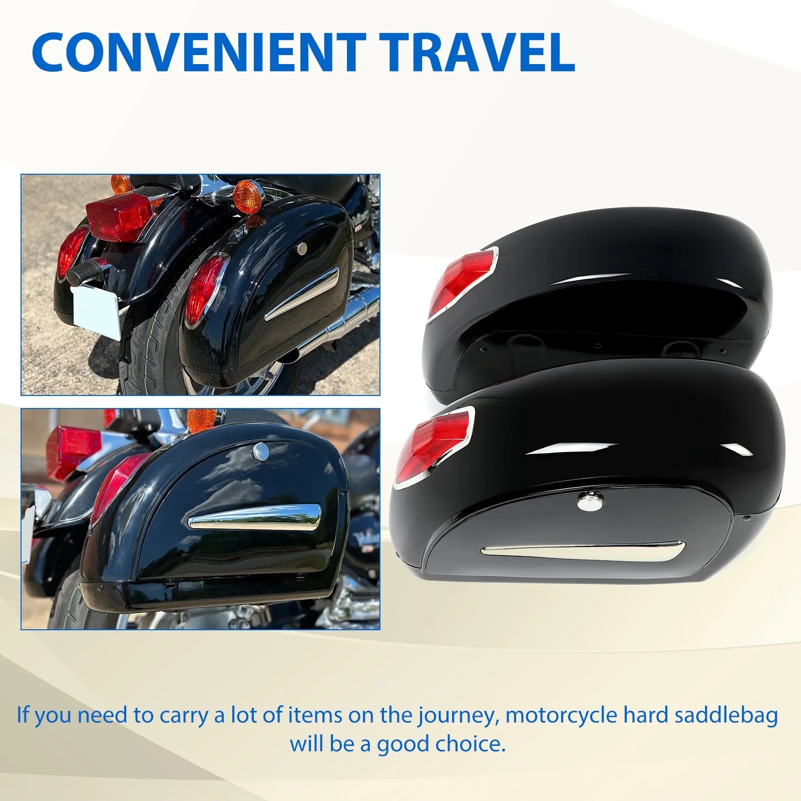 Universal Motorcycle Saddle Bags W/ Lights &amp; Locks Fit Motorcycle Crusier Honda Yamaha Harley Suzuki Kawasaki
