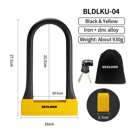 XUNTING Bicycle U-Shaped Lock Safety Lock for Bicycle Accessories for Motorcycle Electric Scooter Mountain and Road Bike Lock