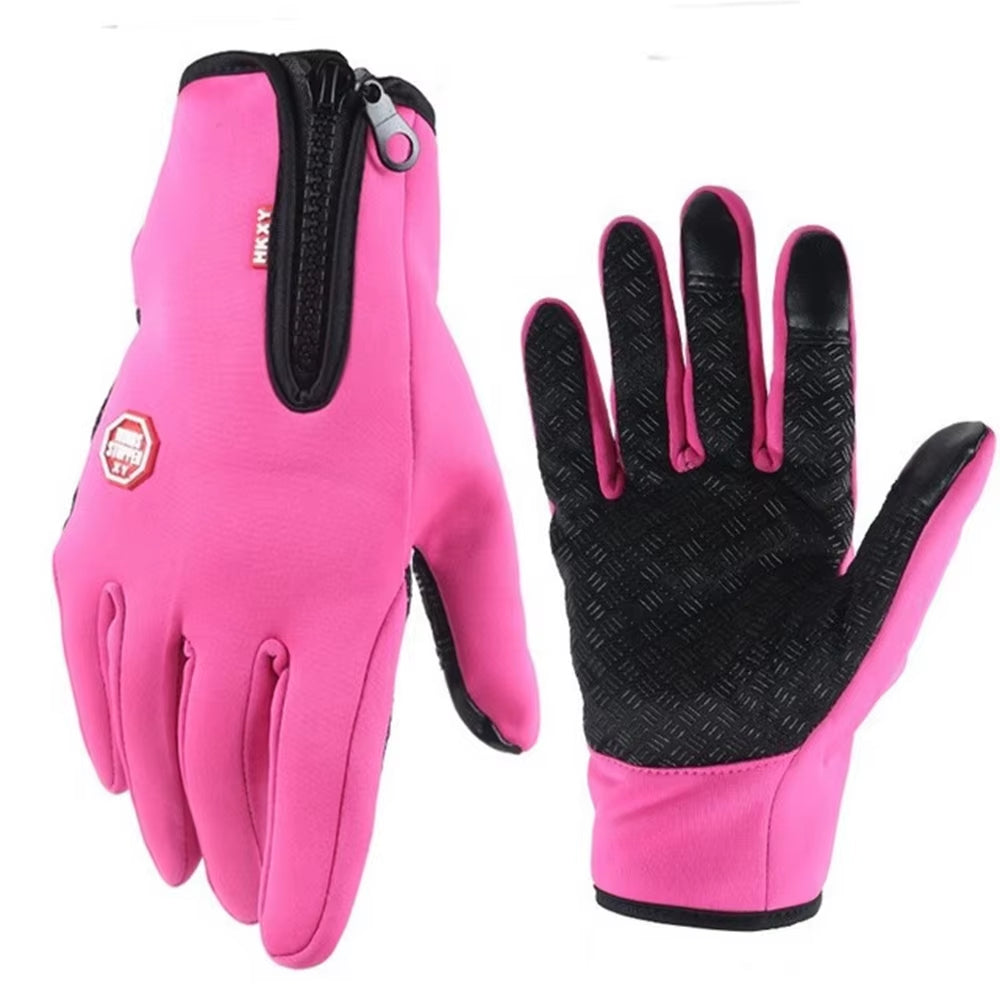 Winter Gloves for Men Women Touchscreen Windproof Thermal Warm Cycling Glove with Zipper Non-Slip Outdoor Driving Sport Gloves