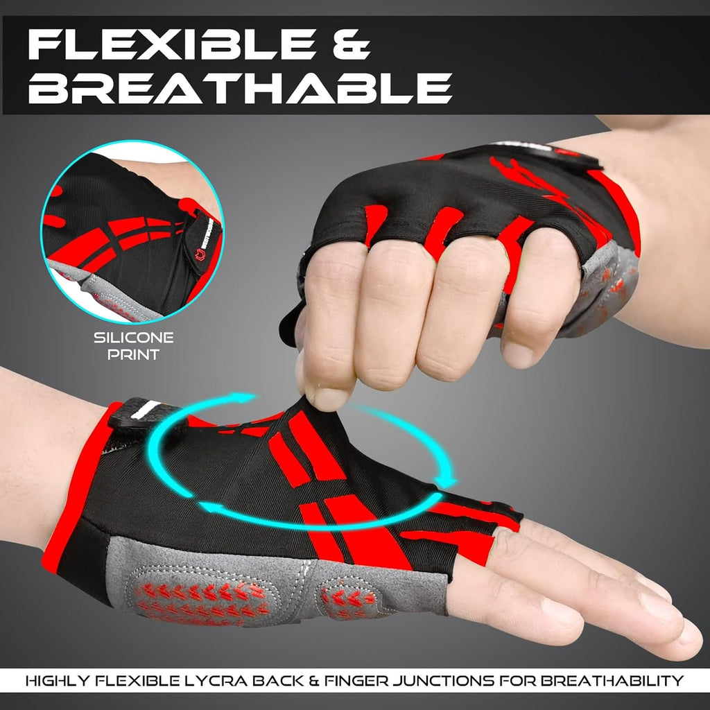 Cycling Gloves for Men Women,Half Finger Unisex Gel Padded Anti-Slip Mountain Bike Gloves, Breathable Shock Absorption Grip Palm Bicycle Summer Riding MTB Bike Gloves