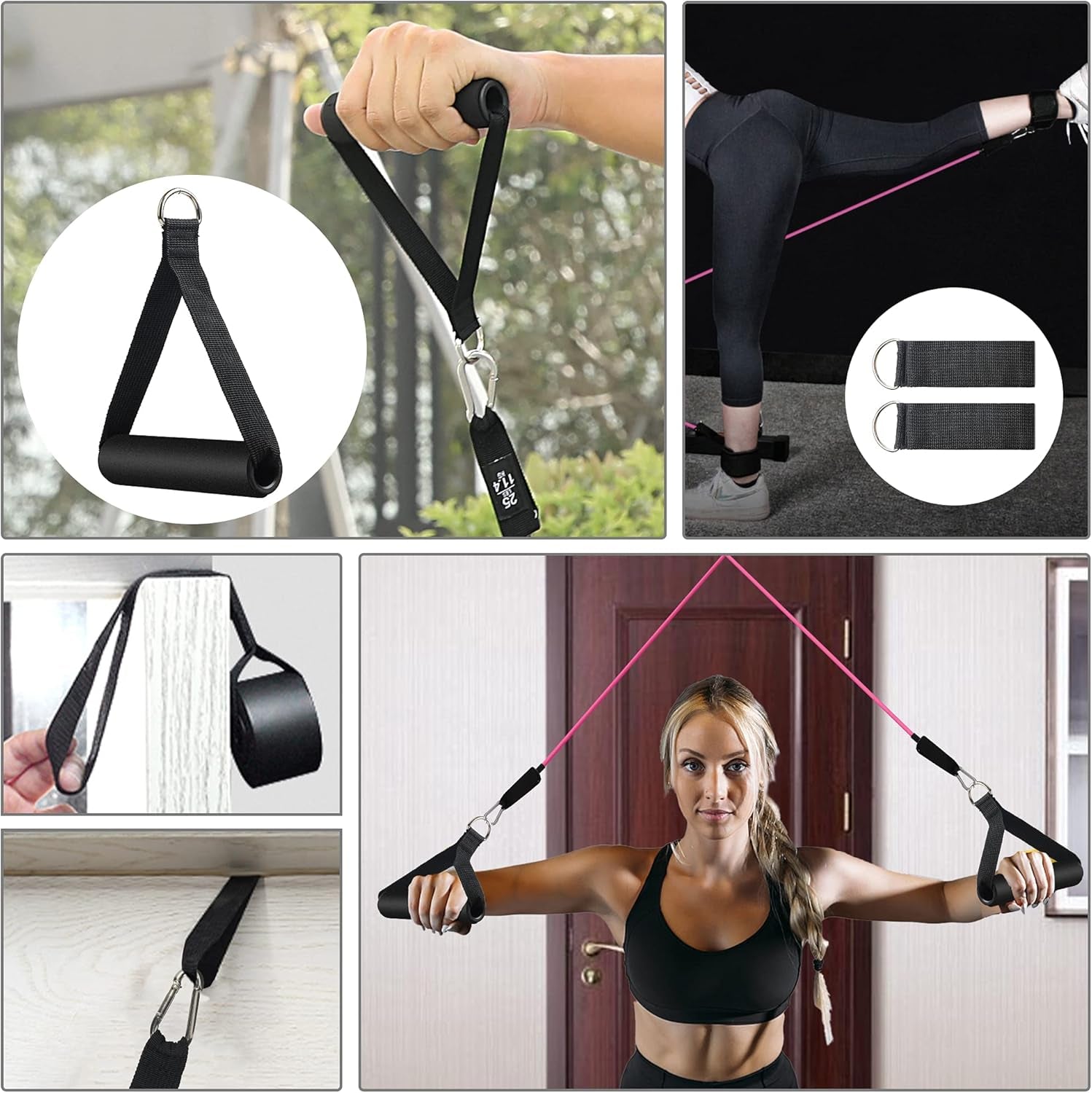 Resistance Bands Set - Exercise Bands with Door Anchor Handles Ankle Straps Carry Bag for Resistance Training Physical Therapy Shape Body Home Workouts