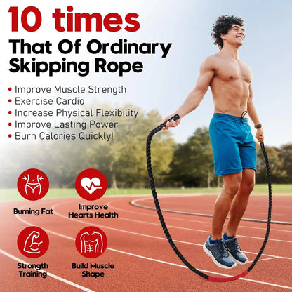 Heavy Weighted Jump Rope for Adults, 3Lb 4Lb 5Lb Options, Fitness Equipment for Home Gym and Strength Training