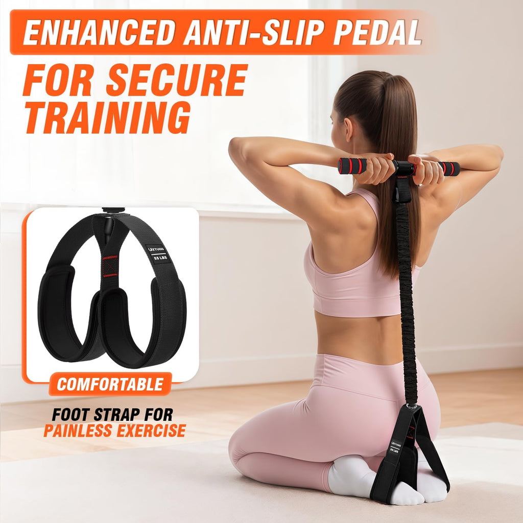 Pedal Resistance Bands with Handles, Upgrade Women Exercise Bands for Full Body Training, Core, ABS, Legs, Glutes, Arms, Pilates, Physical Therapy, Strength, Sit up Equipment for Home Workout