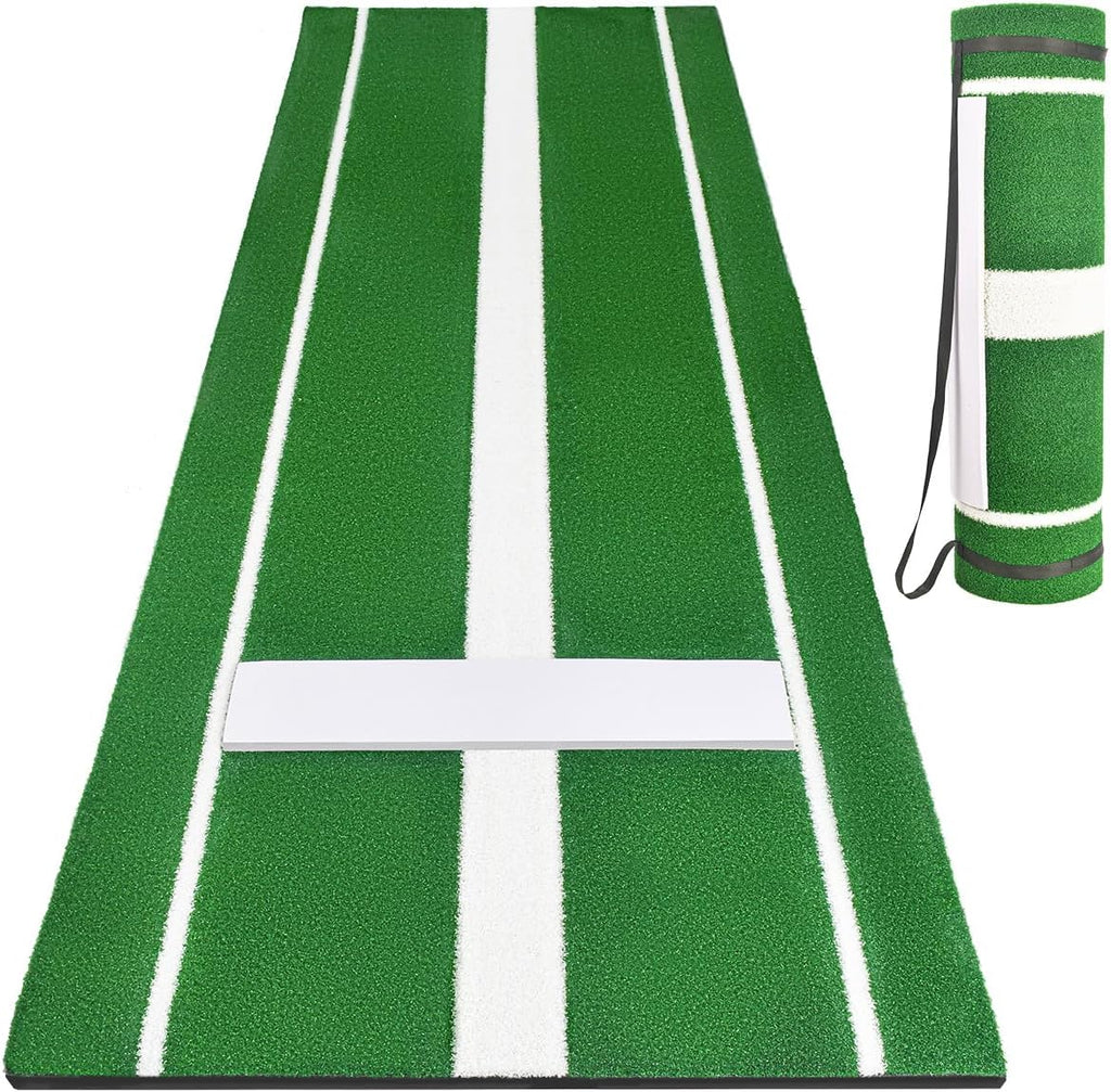 Softball Pitching Mat, 10' X 3' Baseball Hitting Mat, Anti-Slip Anti-Fade Pitch Practice Mat, Softball Pitching Mound for Outdoor/Indoor