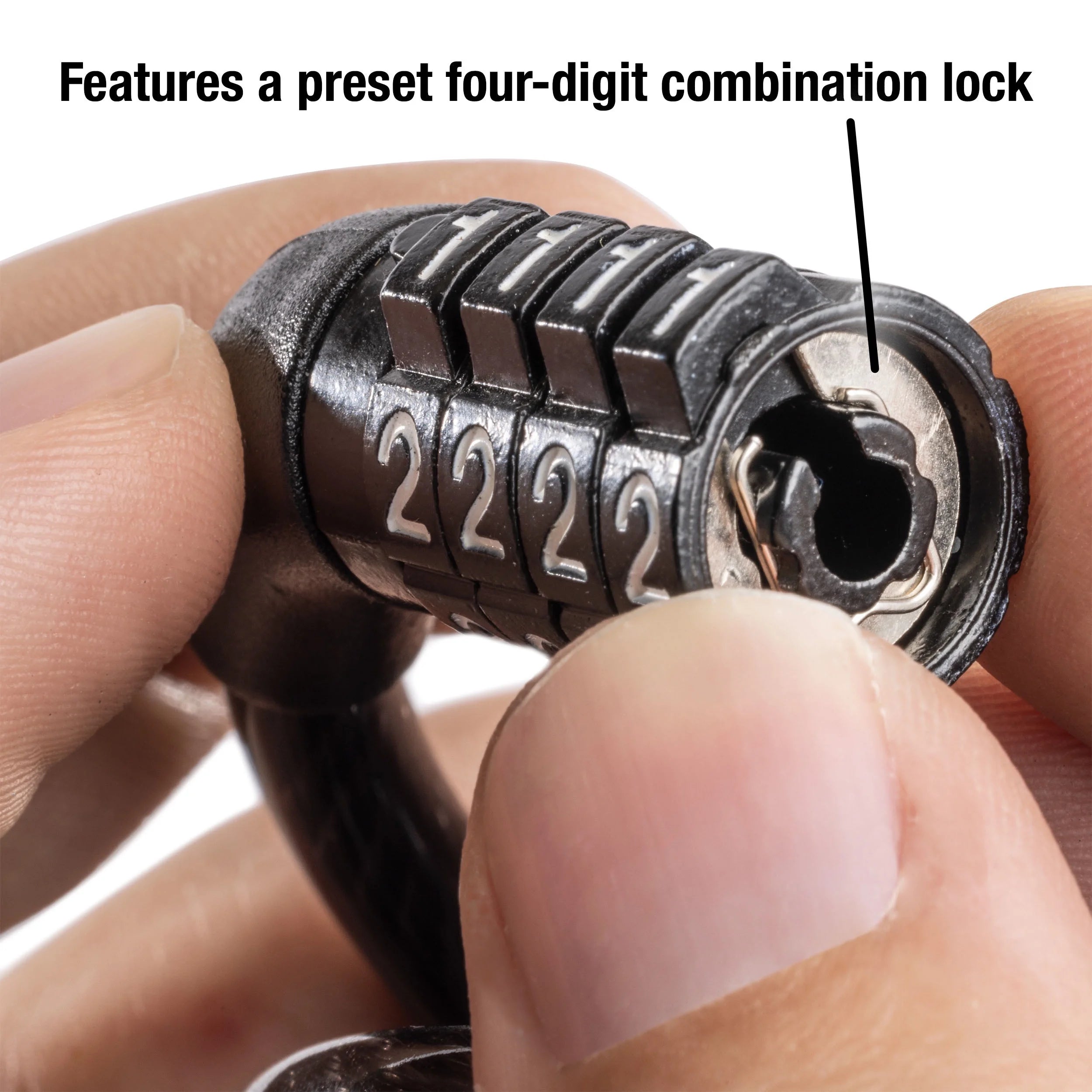 Cable Lock, Non-Resettable 4 Dial Combination Bike Lock, 4 Ft. Long