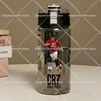 600ML CR7 Sports Water Bottles Cartoon Football Star Ronaldos Large Water Cups New Outdoor Transparent Drinking Bottle Kids Gift