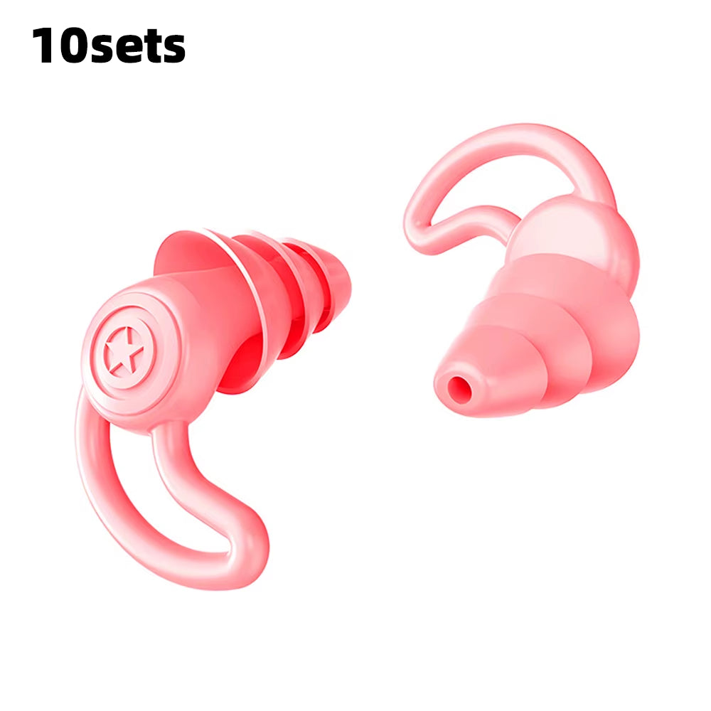 HUAK 3 Layer Silicone Ear Plugs for Noise Reduction Reusable Ear Plugs for Sleeping, Swimming, Studying, Concerts, Noise Hearing