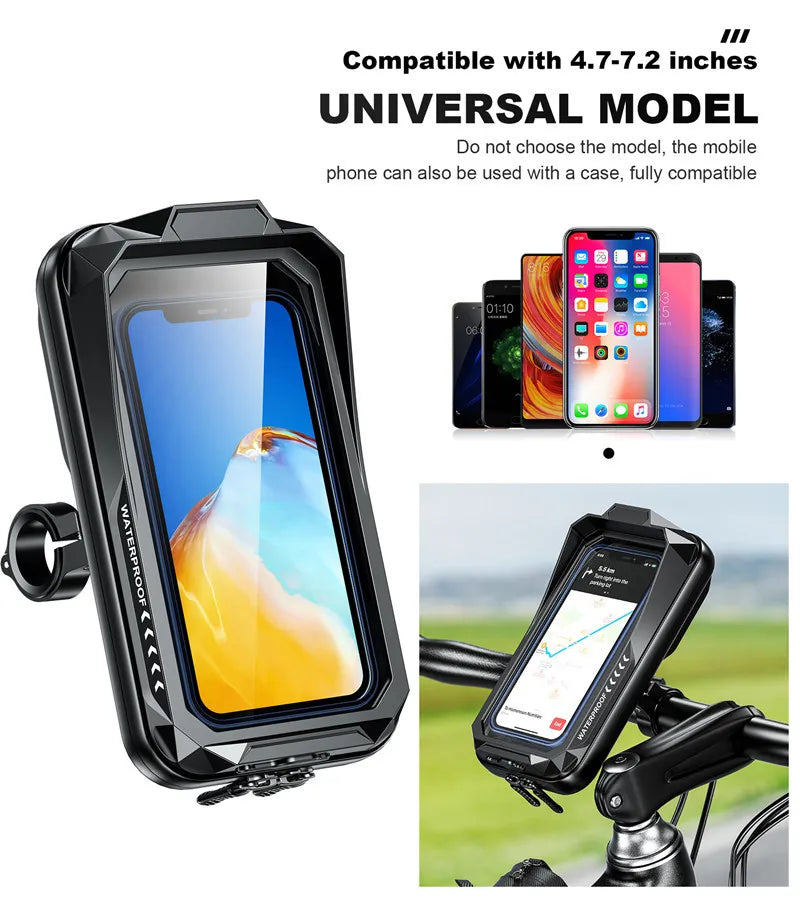 Bike Phone Handlebar Bag Holder Bike &amp; Sun-Visor Cover Handlebar Mount Base Touch-Screen Mobile Phone Waterproof Bike Bag