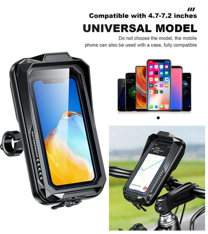 Bike Phone Handlebar Bag Holder Bike &amp; Sun-Visor Cover Handlebar Mount Base Touch-Screen Mobile Phone Waterproof Bike Bag