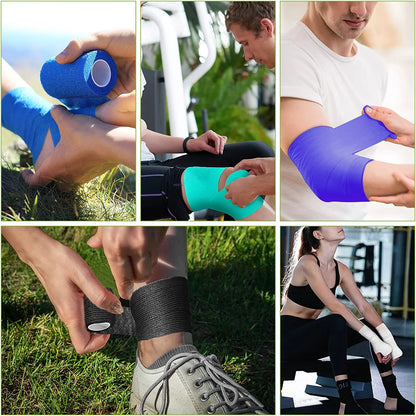 Self Adhesive Bandage Wrap, 12 Pack 4 Inch X 5 Yards Waterproof Stretch Bandage Sports Tape, Breathable Athletic Elastic Bandage for Sports, Wrist, Ankle, Pets