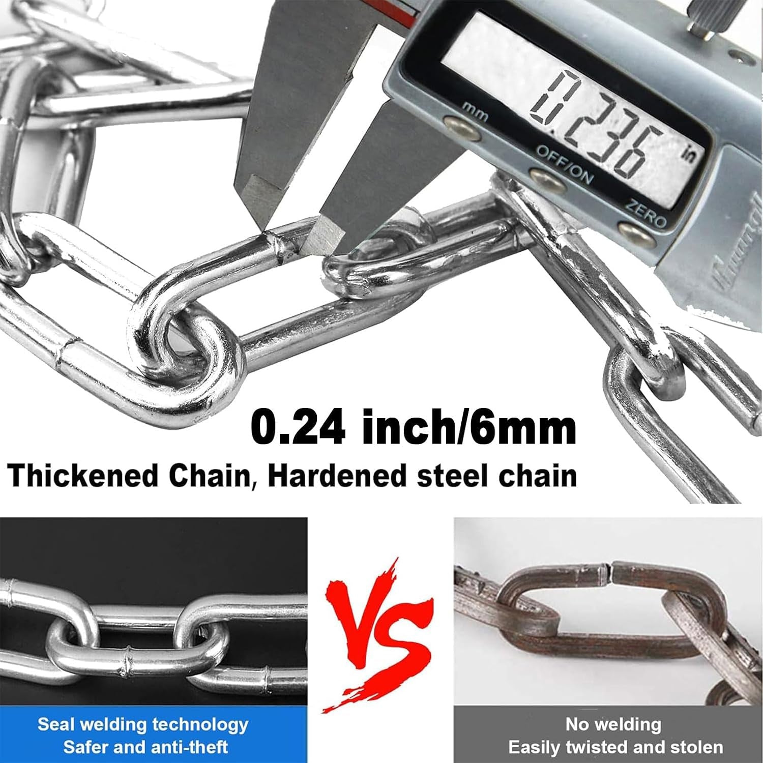 Bike Lock, Heavy Duty Anti-Theft 2.72 Ft Security Chain with 3 Keys, Waterproof for Bicycle,Scooter, Motorcycle, Door, Gate, Fence