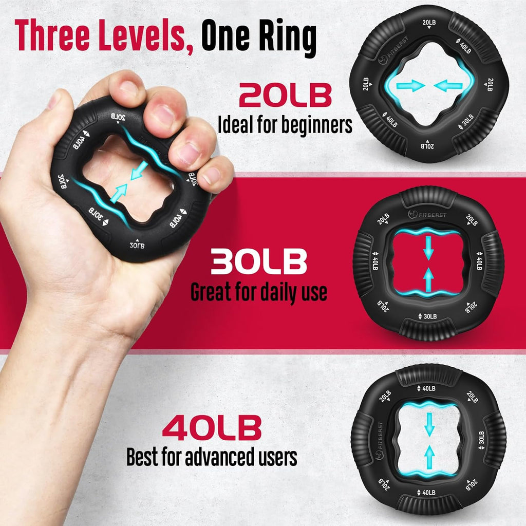 Grip Strength Trainer, Hand Gripper Strengthener Kit - 6 Pack with Adjustable Resistance Forearm Strengthener, Forearm Exerciser and Massage Balls for Hand Therapy, Grip Training