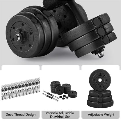 55Lb Adjustable Dumbbell Set for Home Gym, Black