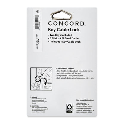 Concord 8MM Key Cable Bicycle Lock