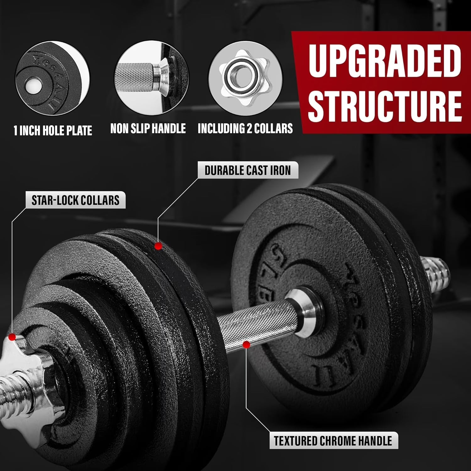 Adjustable Dumbbell Set, Black, 52.5 Lb Single