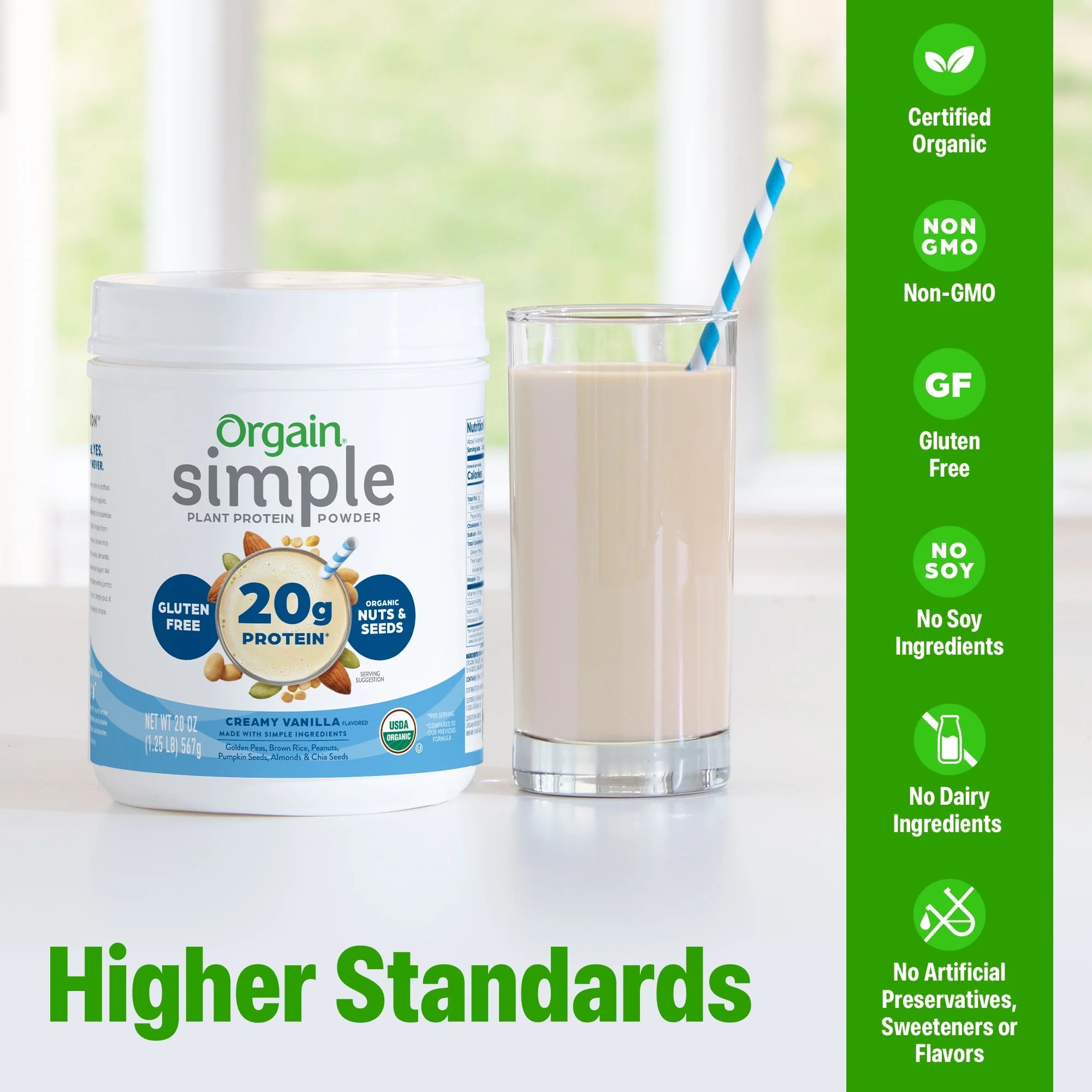 Simple Organic Vegan 20G Protein Powder- Plant Based, Non-Gmo, Vanilla 1.25Lb