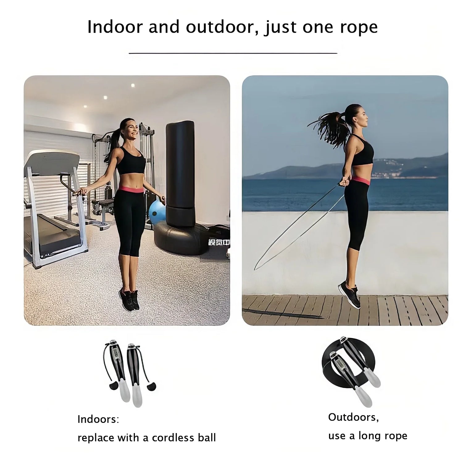 Weighted Cordless Jump Ropes with 2 Balls &amp; Adjustable Length Bod Rope for Kids Men Women,Speed Digital Counting Ropeless Skipping Rope with Calorie Counter for Indoor Fitness Workout Boxing Gym