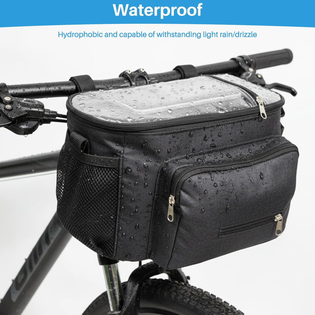 Large Bike Handlebar Bag,Large Bicycle Front Storage Pouch Bag,9 Inch Transparent Pouch with Shoulder Strap