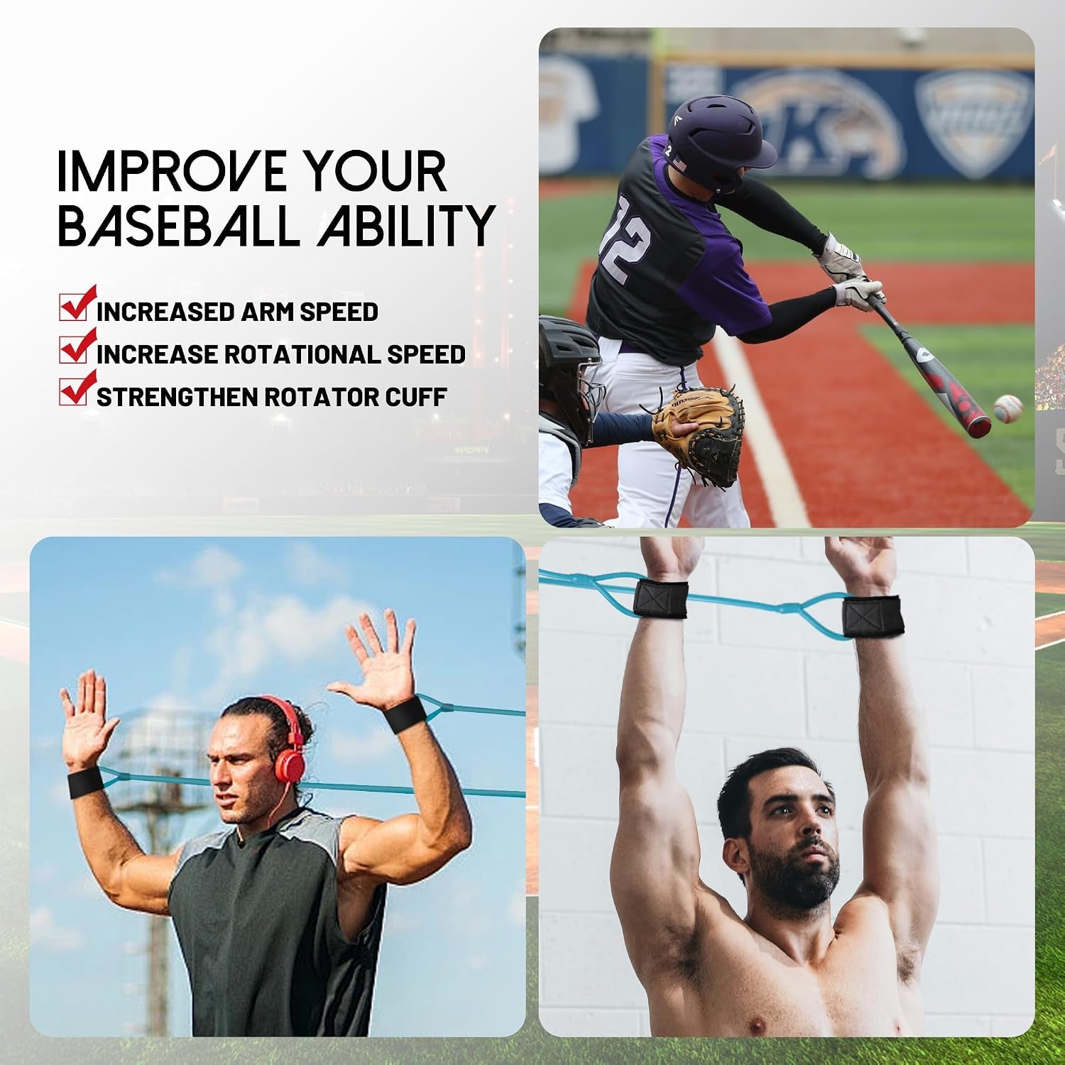 Baseball Softball Resistance Training Bands, Arm Strength, Pitching and Conditioning Equipment for Kids