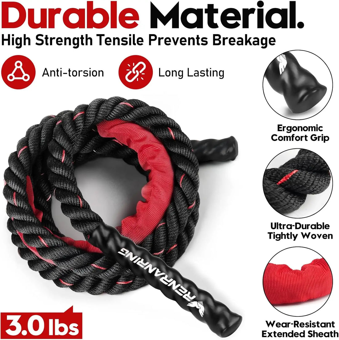 Heavy Weighted Jump Rope for Adults, 3Lb 4Lb 5Lb Options, Fitness Equipment for Home Gym and Strength Training
