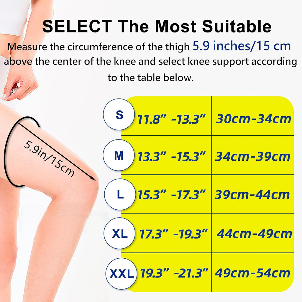 2 Pack Full Leg Compression Sleeves, Long Knee Brace Support for ACL,PCL, Meniscus Tear, Arthritis, Tendinitis,Men and Women (Black, Medium)