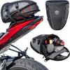 Motorcycle Tail Bag, Waterproof Street Sportsbike Rear Rack/Seat Bag Converts to Shoulder Bag, 10-15L Expandable Tail Tank Tool Pouch/Handle Carry Bag with Rain Cover, Mounting Straps