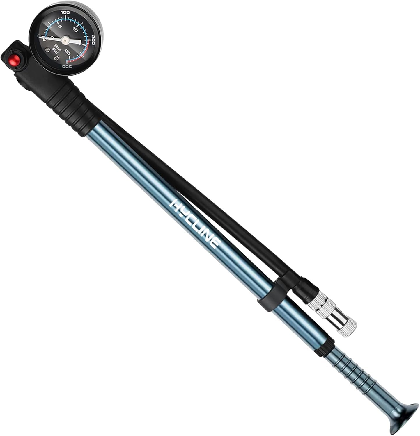 Shock Pump for Mountain Bike, High Pressure 300 Psi for Front Fork and Rear Bicycle Suspension Air Pump with Gauge Fits Schrader & Presta Tire Valve