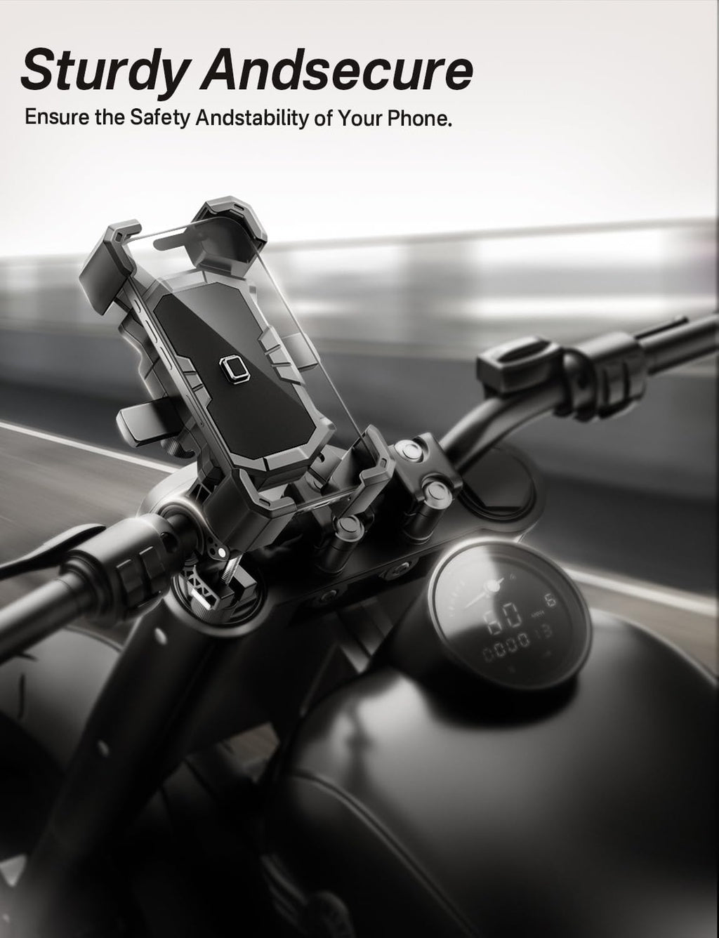 Bike Phone Holder Handlebar,Motorcycle Phone Mount,Atv Cell Phone Clamp,Scooter Phone Clip for Iphone 15 Promax14 13 12Plus, Samsung S24 Ultra S23 and More 4.7"" to 7.0"" Inch Phone