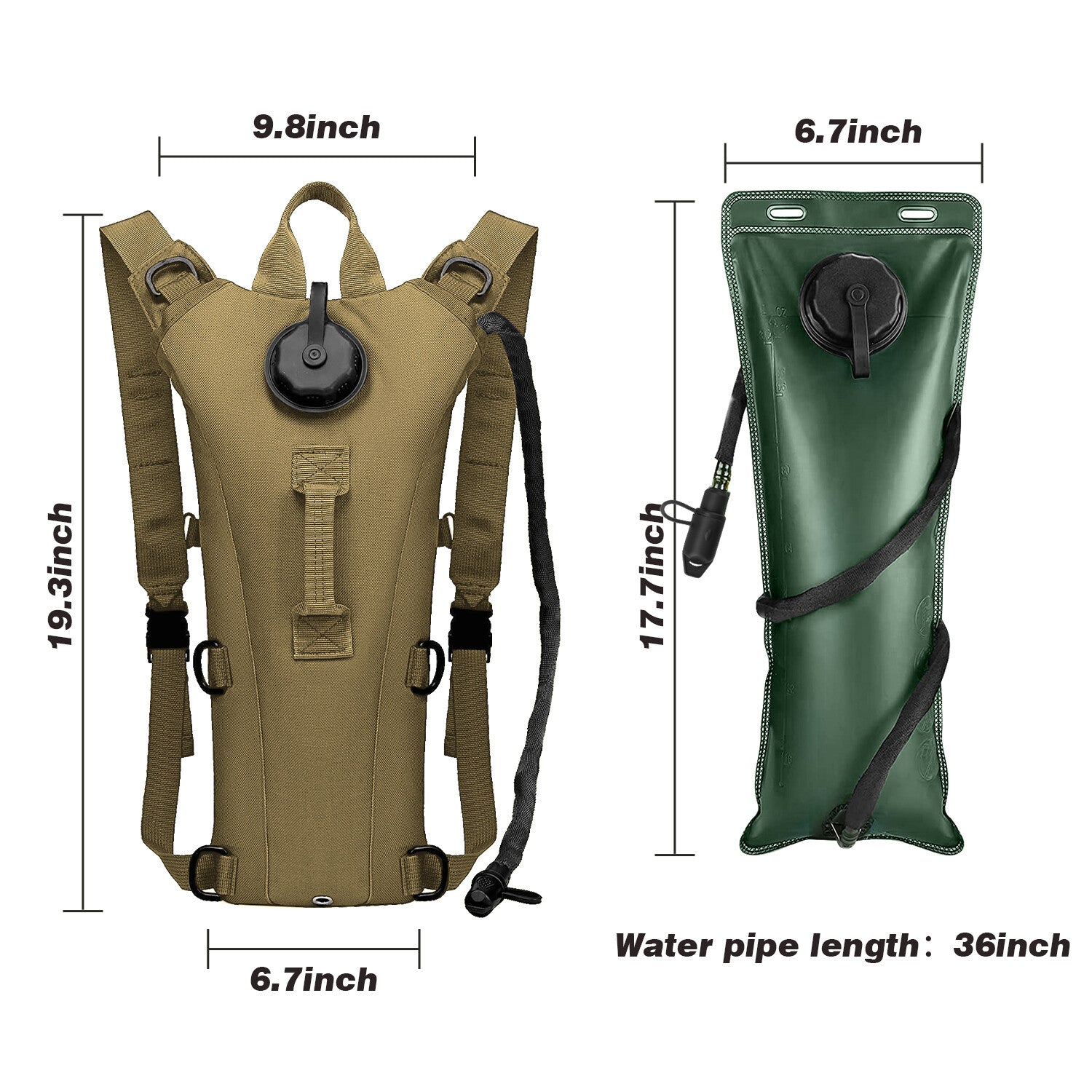 Cycling Hydration Bladder - 3L Leakproof Water Bag for Backpacks (BPA Free) USA