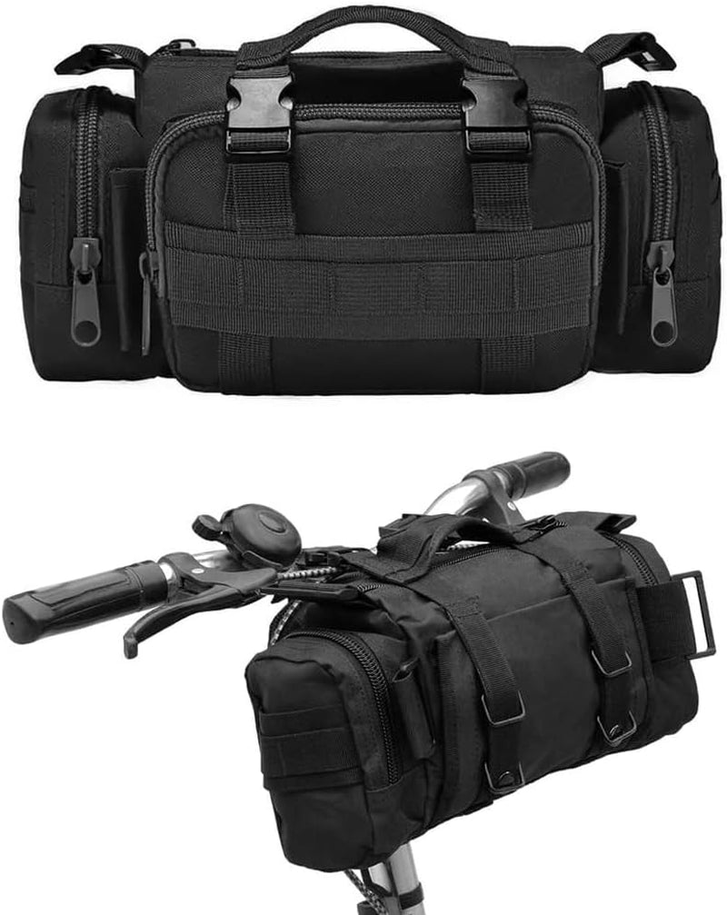 Bike Handlebar Bag, 900D Nylon Oxford Multi-Purpose Waist Bag Water Resistant Bicycle Cycling Pack (Black)