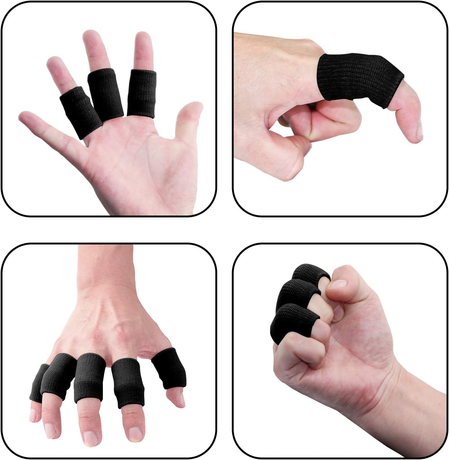 Finger Sleeves , Thumb Splint Brace for Finger Support, Breathable Elastic Finger Tape, Compression Pression Protector for Reliving Pain, Triggger Finger, Compression Aid for Sports, 10PCS (Black)