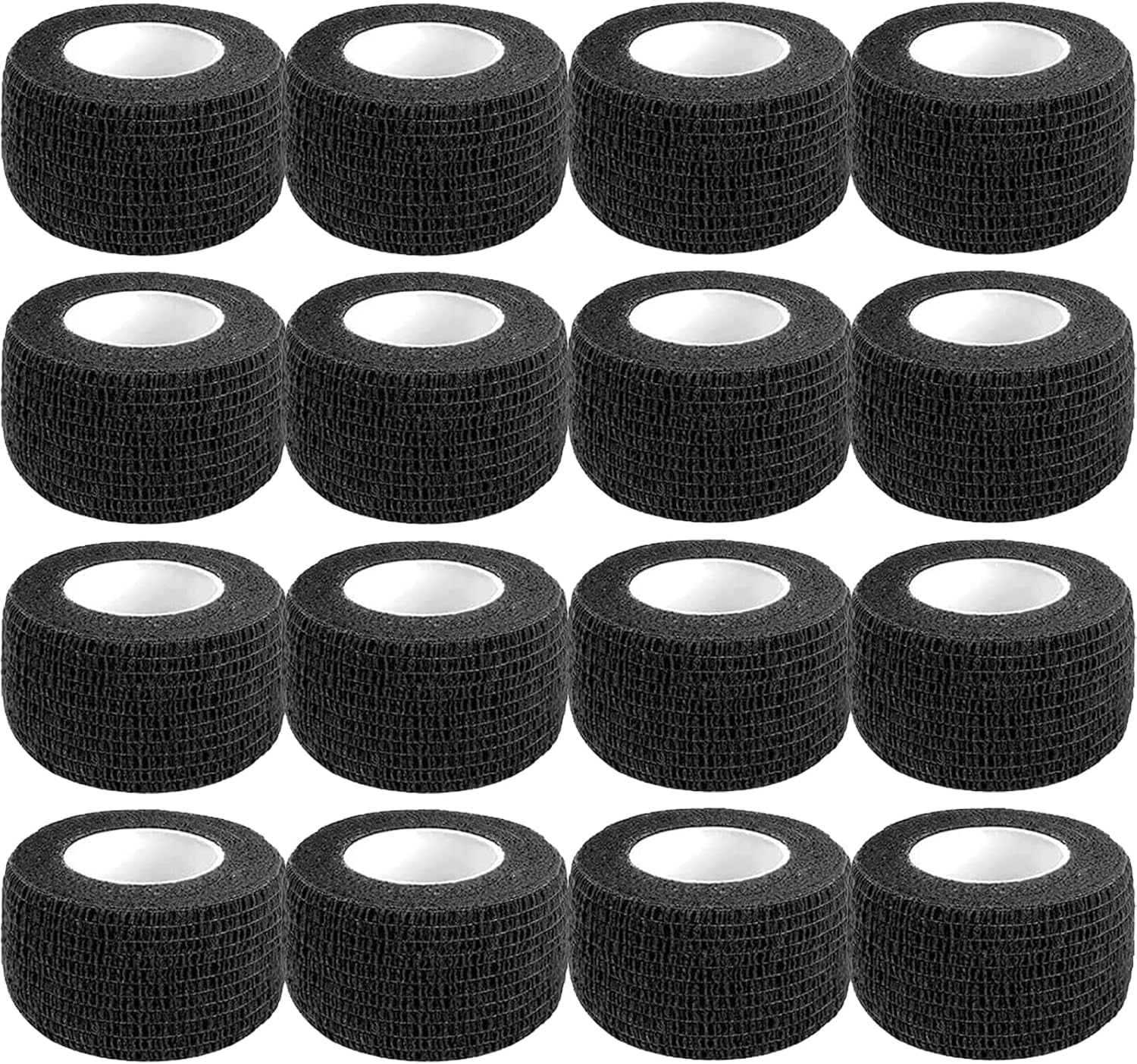 Self Adhesive Bandage Wrap,1 Inch Black Cohesive Bandages, Vet Wrap |  5 Yards 16 Pack Elastic Flexible Tattoo Sports Tape Bulk for First Aid Supplies