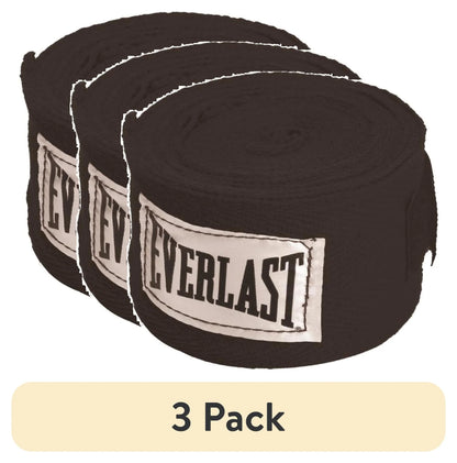 (3 Pack)  108" Boxing Hand Wraps – Black, Poly-Cotton, Adjustable Strap, 2-Pack