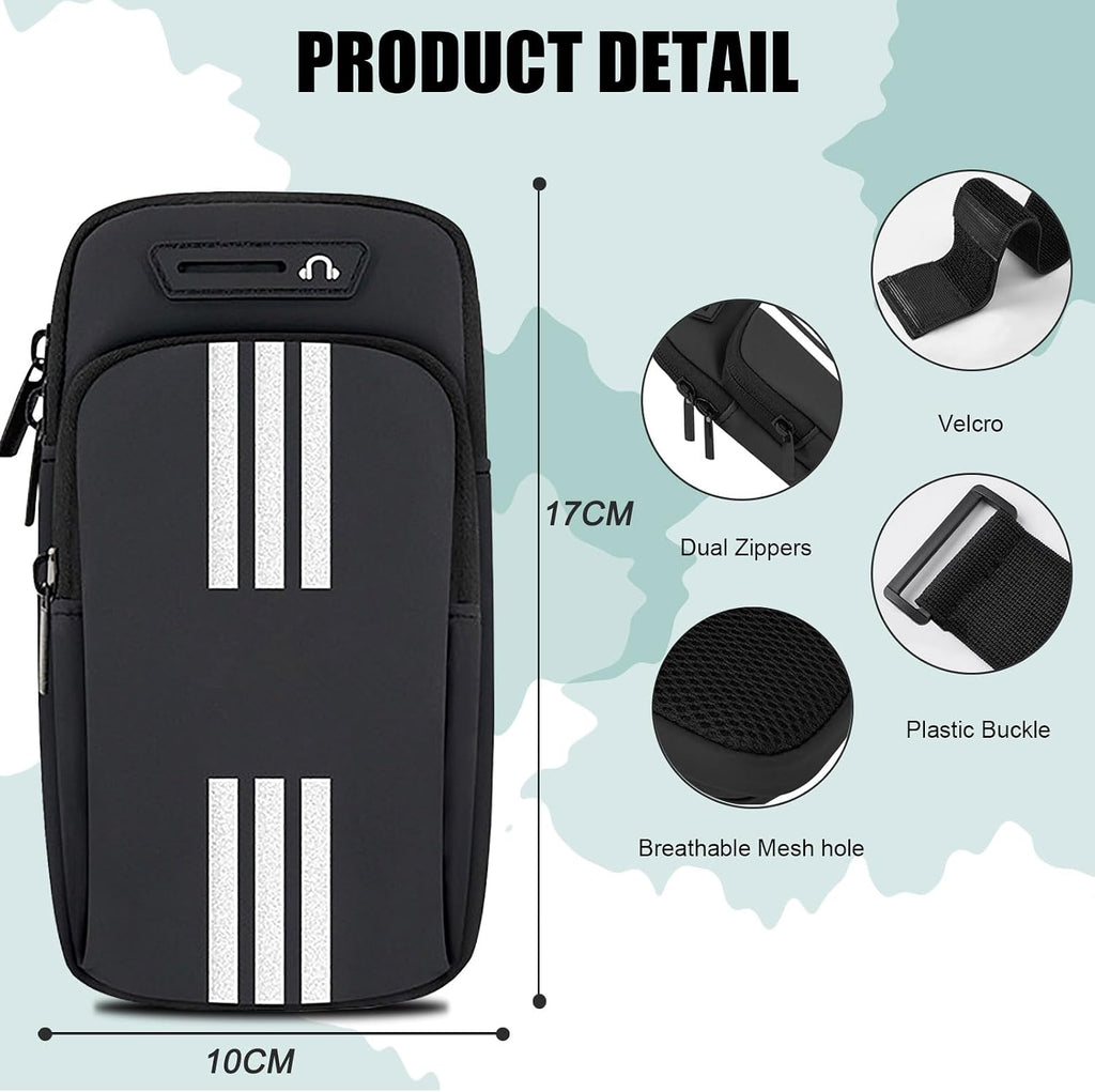 Phone Holder for Running Armband Cell Phone Holder Iphone 17 16 15 14 13 12 11 Pro Max Xs 16E Xr X plus Galaxy Ultra Note Carrier Bag,Gym Workout Exercise Sports Arm Bands Sleeve Pouch Black