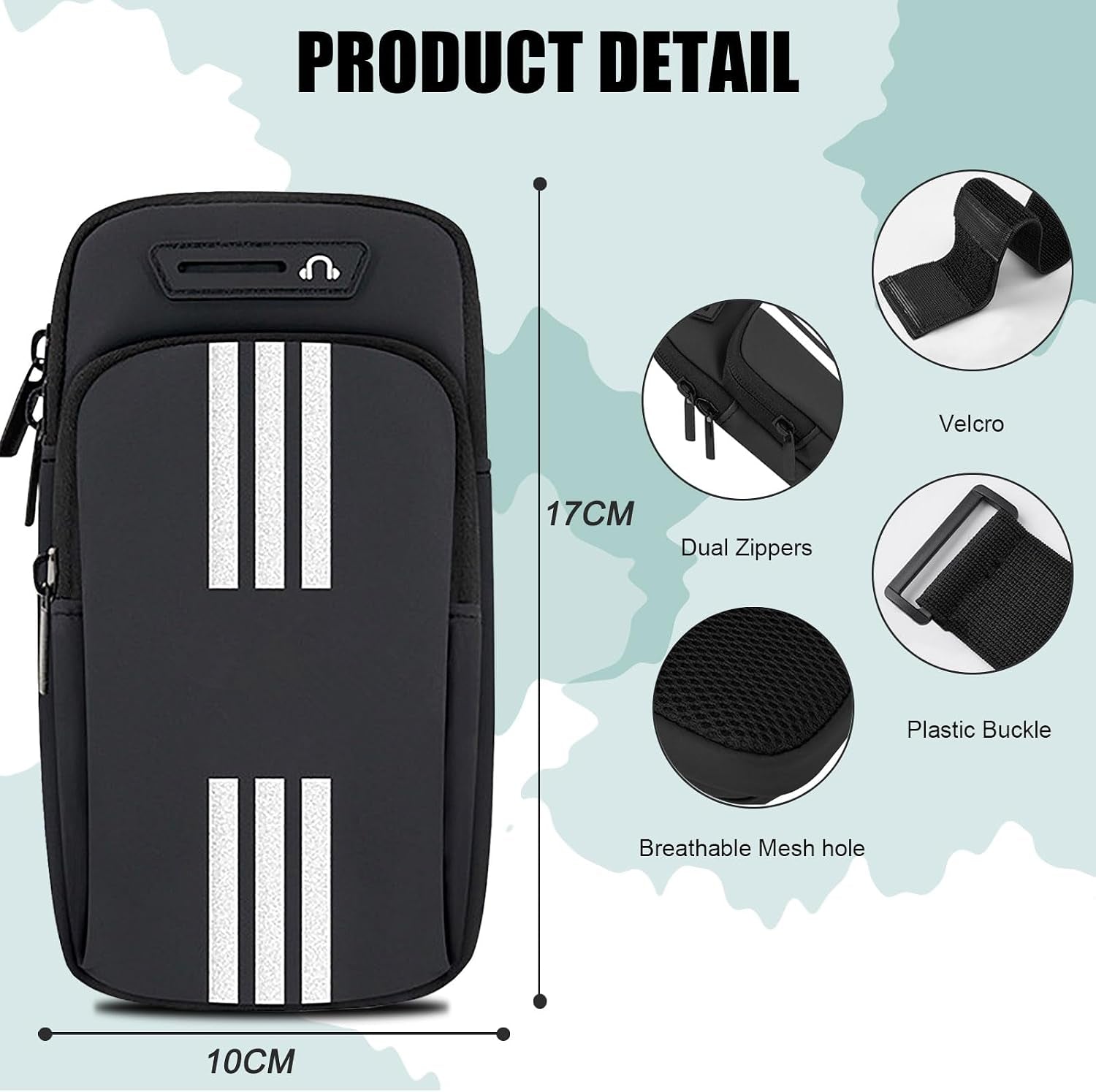 Phone Holder for Running Armband Cell Phone Holder Iphone 17 16 15 14 13 12 11 Pro Max Xs 16E Xr X plus Galaxy Ultra Note Carrier Bag,Gym Workout Exercise Sports Arm Bands Sleeve Pouch Black