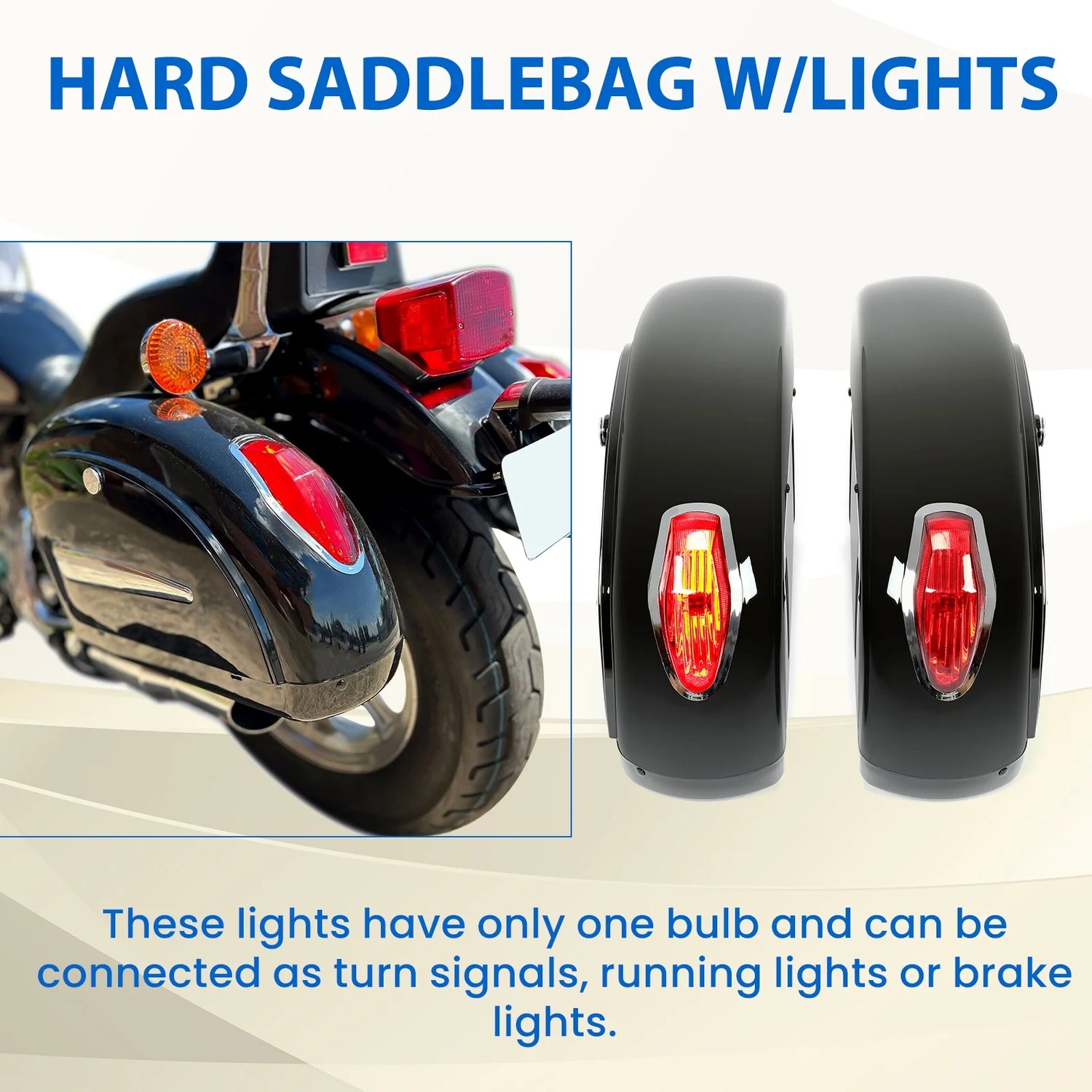Universal Motorcycle Saddle Bags W/ Lights &amp; Locks Fit Motorcycle Crusier Honda Yamaha Harley Suzuki Kawasaki
