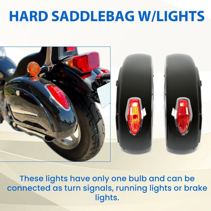 Universal Motorcycle Saddle Bags W/ Lights &amp; Locks Fit Motorcycle Crusier Honda Yamaha Harley Suzuki Kawasaki
