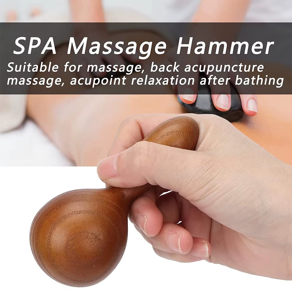 Portable Massage Hammer,Spa Massage Tool for Back Acupoint Massage &amp;Acupoint Relaxation,Wood Beauty Massage Hammer for Skin Care