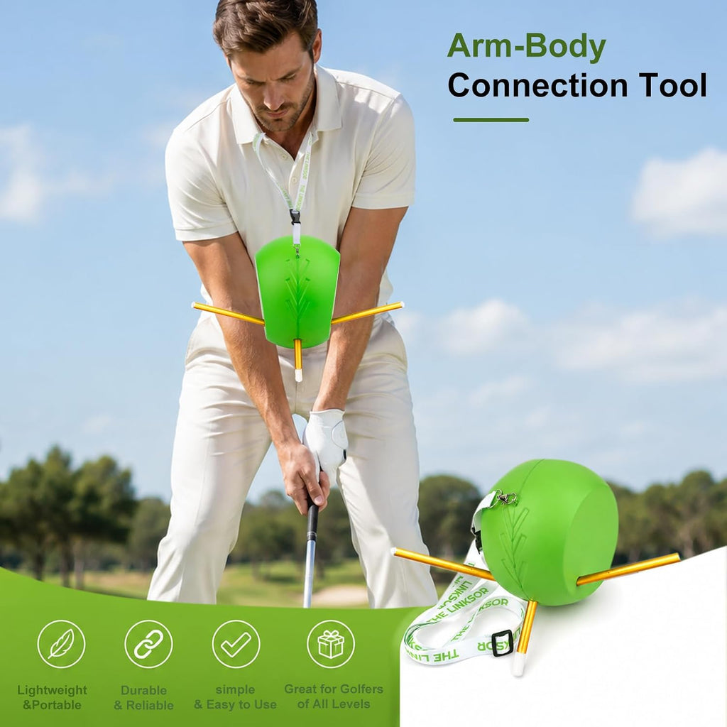 Upgraded the Connector Golf Training Aid,Simple and Effective Training Tool,Golf Swing Trainer for Posture Correction Practice,Golf Training Aids Helps Train Proper Swing Mechanics,Arm Structure | Foldable Model,Lanyard